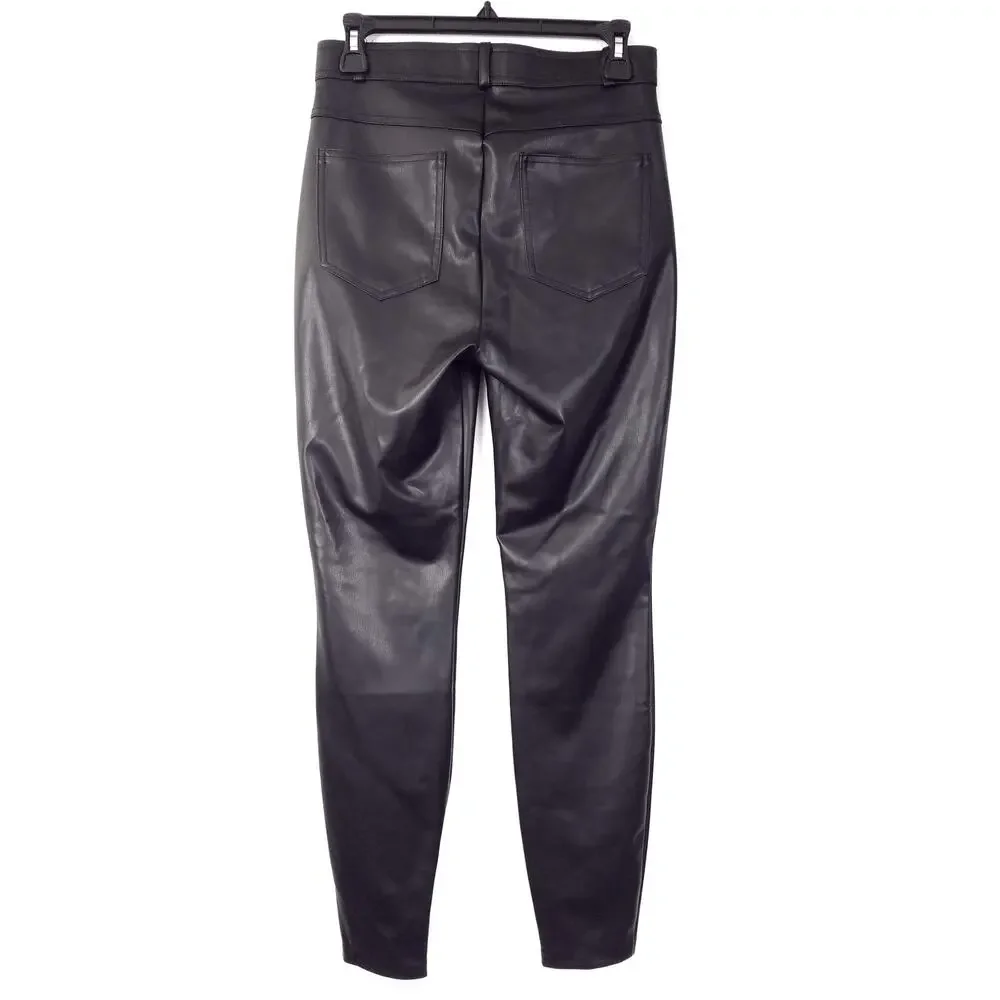 Zara Black Faux Leather Skinny Pants with Ankle Zip Size Medium - Picture 3 of 8